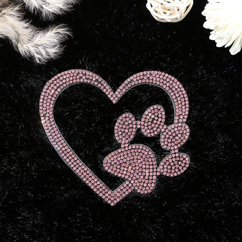 Rhinestone Dog Paw Stickers Self-Adhesive Glitter Paw Print Car Sticker Vinyl Waterproof Bling Car Decals Exterior Accessories Sparkle Love-Heart Decals for Laptops Bags Luggage Window Decoration