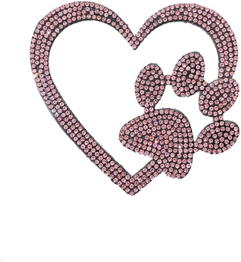 Rhinestone Dog Paw Stickers Self-Adhesive Glitter Paw Print Car Sticker Vinyl Waterproof Bling Car Decals Exterior Accessories Sparkle Love-Heart Decals for Laptops Bags Luggage Window Decoration